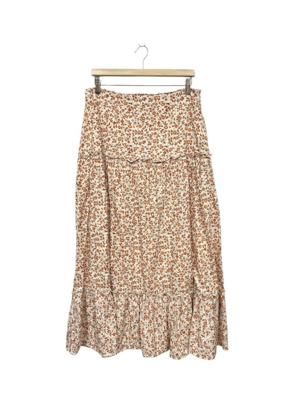 Anthropologie Luna Moon Tiered Boho Peasant Maxi Skirt Size L Large Floral - Picture 2 of 6